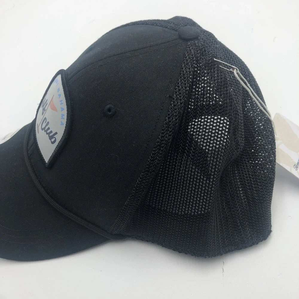 NWT Tommy Bahama‎ Golf Cap Snap Back Adjustable Black Vented Golfing Front Patch